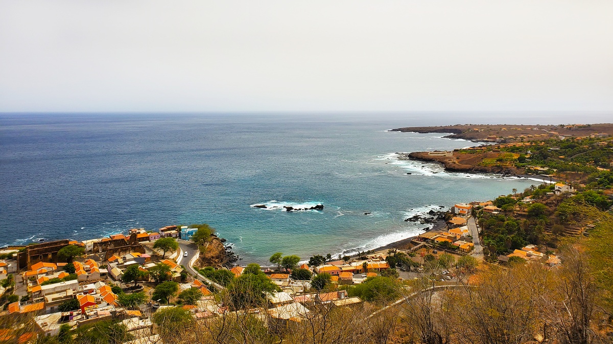 Cidade Velha Beach viewed from São Filipe Fortress, Cape Verde, on Santiago Island