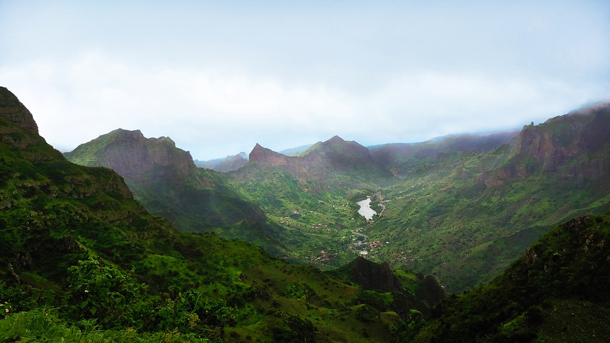 Principal Valley and Principal Reservoir, Cape Verde, in Serra Malagueta on Santiago Island