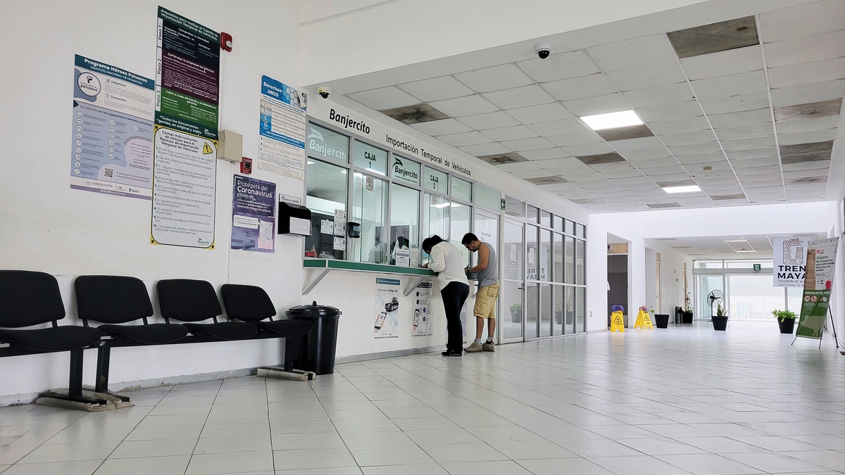 Bureau de Banjercito à la frontière de Chetumal, où l’on annule le TIP (Permis d’importation temporaire) des véhicules avant d’entrer au Belize