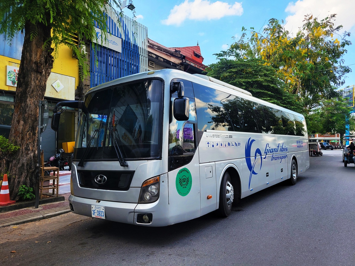Giant Ibis bus for intercity travel departing from Phnom Penh, Cambodia