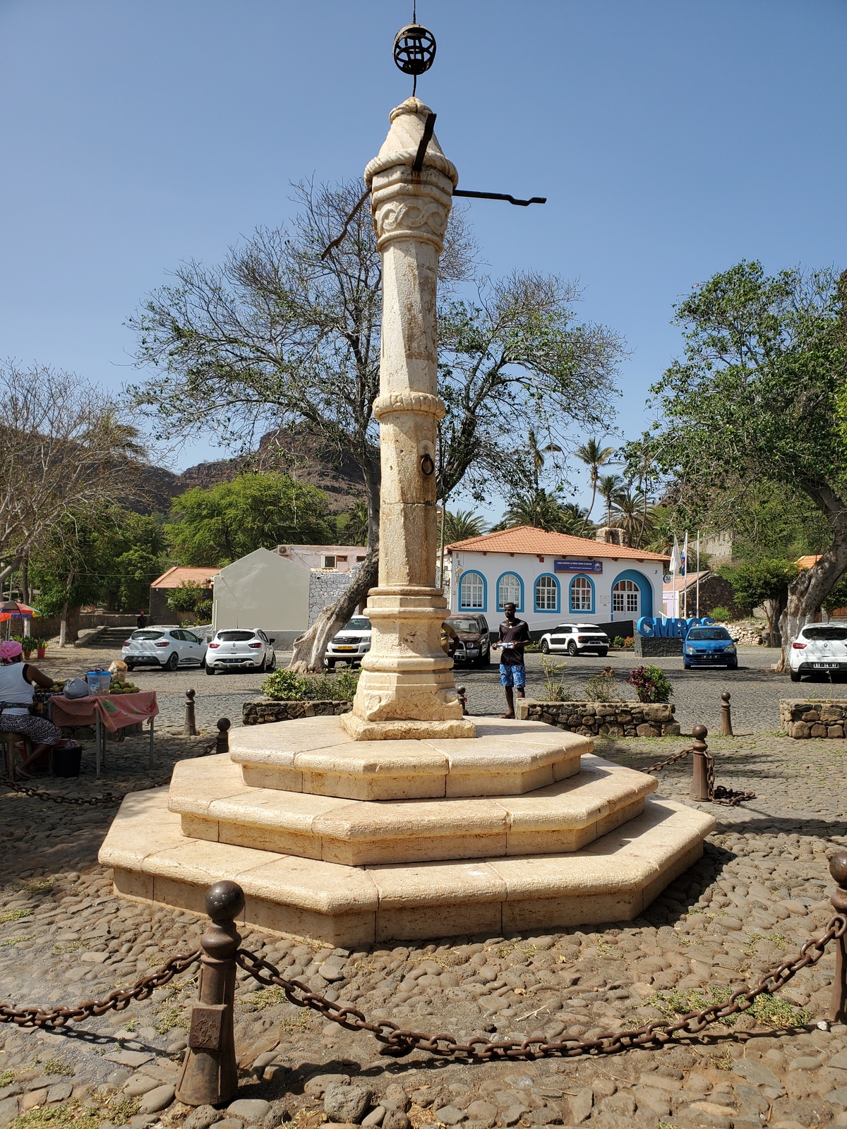 Pelourinho Square and stone pillar for slaves in Cidade Velha, Cape Verde, on Santiago Island