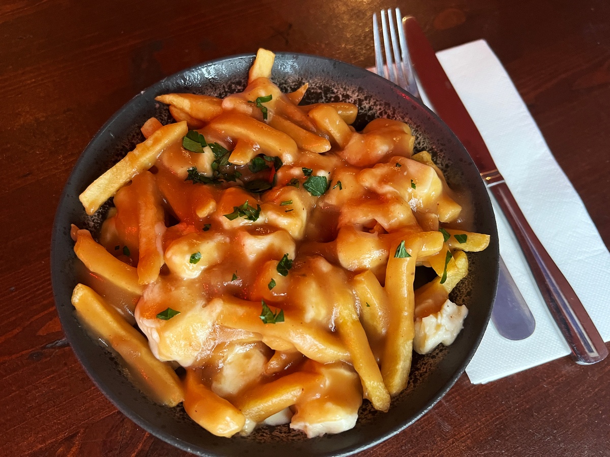 Classic poutine at the Great Canadian Pub in Paris