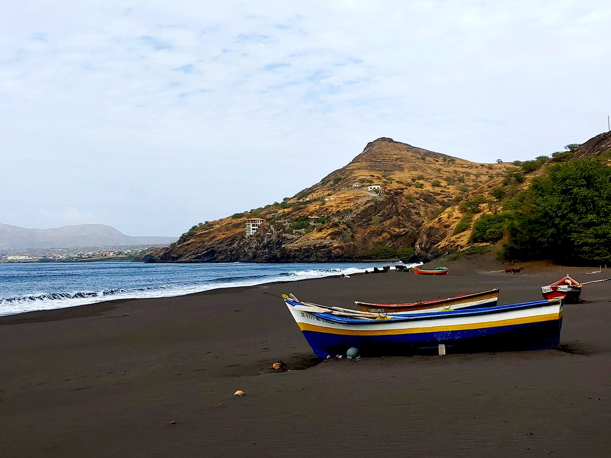 Black sand beach at Ribeira da Prata, Cape Verde, on Santiago Island
